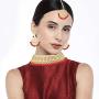 Aheli Wedding Wear Kundan Beaded Choker Necklace Set with Maang Tikka Indian Jewelry for Women Girls