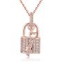Kebaner Fashion Jewelry Lock in My Heart Lock & Key Crystal Rose Gold Plated Necklace Pendant for Women