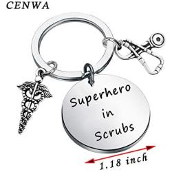 CENWA Nurse RN Gift Nurses Day Gift Doctor Nursing Jewelry Nurse Appreciation Superhero in Scrubs Keychain Nurse Life Gift