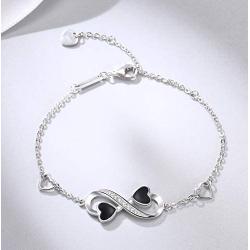 OneSight Women Infinity Love Heart Bracelet, 925 Sterling Silver Adjustable Charm Forever Bracelet for Women Girls