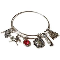 Kits Kiss Firefighter Bracelet, Firefighter Jewelry, Fire Bracelet, Fireman Bracelet, Fire Mom Bracelet, Fire Wife Bracelet, Fire Charm, Fire Extinguisher Charm, Firefighter Bangle Bracelet