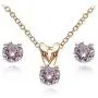 GemStar USA Rose Gold Flashed Sterling Silver Solitaire Necklace & Stud Earrings Set Made with Swarovski Crystals GemStar USA Rose Gold Flashed Sterling Silver Solitaire Necklace & Stud Earrings Set Made with Swarovski Crystals