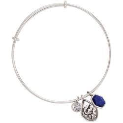Silpada Carpe Diem Natural Lapis Adjustable Bangle Bracelet with Crystals in Sterling Silver, 7.75''