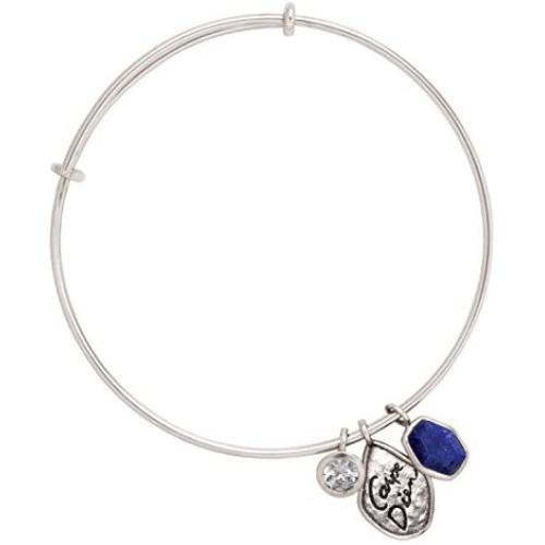 Silpada Carpe Diem Natural Lapis Adjustable Bangle Bracelet with Crystals in Sterling Silver, 7.75''