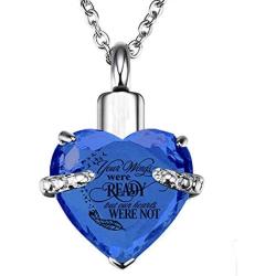 PREKIAR Heart Cremation Urn Necklace for Ashes Urn Jewelry Memorial Pendant with Fill Kit and Gift Box - Always on My Mind Forever in My Heart (Bluevoilet)