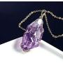 BOUTIQUELOVIN Full Wire Wrapped Amethyst Pendant Necklace Healing Chakra Crystal Stone Jewelry