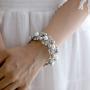 Fashion Statement Pearl Bangle Bracelet for Women, Silver Plating Chunky Bangle Wedding Party Prom Jewelry Cuff Bangle