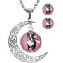 XUTAI Custom Vintage Glamour Moon Glass Necklace Stud Earring Jewelry Suit for Womens Mom