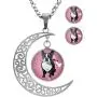 XUTAI Custom Vintage Glamour Moon Glass Necklace Stud Earring Jewelry Suit for Womens Mom XUTAI Custom Vintage Glamour Moon Glass Necklace Stud Earring Jewelry Suit for Womens Mom
