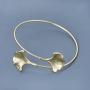 SENFAI Ginkgo Leaf Cuff Hook Bracelet Bangle Open Expandable 3 Tone
