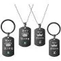 Uloveido Black Gold His Queen and Her King Stainless Steel Necklace Keychain Jewelry Set for Men Women Uloveido Black Gold His Queen and Her King Stainless Steel Necklace Keychain Jewelry Set for Men Women
