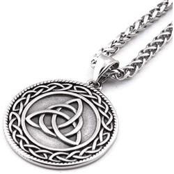 GUNGNEER Trinity Infinity Triquetra Celtic Knot Pendant Necklace Strength Gothic Stainless Steel Jewelry Men Women