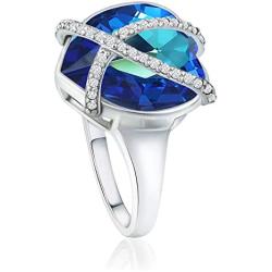 CRYSTAL ICE Silver Tone Swarovski Ring, Colored Crystal with Cubic Zirconia Accents