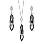 BERRICLE Rhodium Plated Sterling Silver Cubic Zirconia CZ Black and White Fashion Necklace and Earrings Set