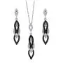 BERRICLE Rhodium Plated Sterling Silver Cubic Zirconia CZ Black and White Fashion Necklace and Earrings Set