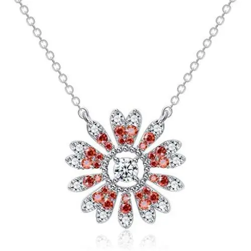 SUES SECRET Sunflower Necklace Crystal Jewelry for Women Girls Pendant with Elegant Box for mom Easter Gifts 2021 for her