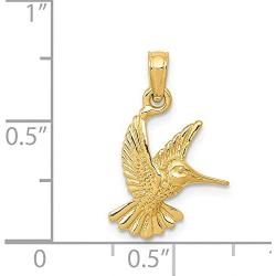 14K Gold Flying Hummingbird Charm Bird Jewelry