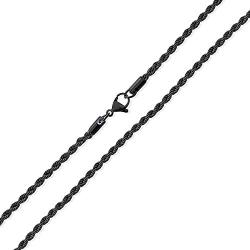 Unisex Classic Simple Strong 3MM 040 Gauge Strong Twist Cable Rope Chain Necklace for Men Black IP Silver Tone Stainless Steel 18 20 24 Inch