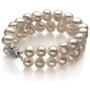 Leonora White 8-9mm Double Strand A Quality Freshwater 925 Sterling Silver Cultured Pearl Bracelet