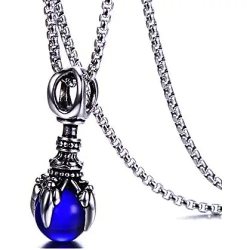 Fusamk Punk Rock Titanium Steel Dragon Claw Crystal Ball Pendant Necklace,24'' Link Chain Fusamk Punk Rock Titanium Steel Dragon Claw Crystal Ball Pendant Necklace,24'' Link Chain