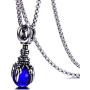 Fusamk Punk Rock Titanium Steel Dragon Claw Crystal Ball Pendant Necklace,24'' Link Chain