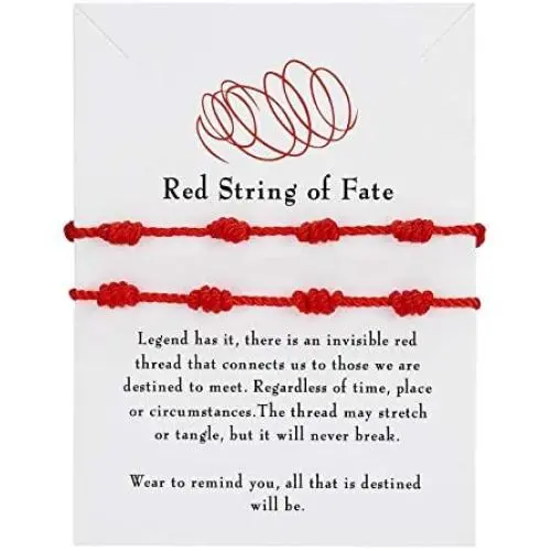Caiyao 2 Pieces 7 Knots Red Bracelet Adjustable Kabbalah Red Knot String Bracelet Amulet for Protection Good Luck Handmade Red Rope Cord String Thread Bracelet for Women Men Girls Boys Family Friends