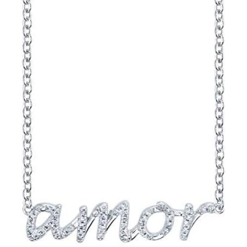 SERAFINA Diamond Name Charm Pendant Necklace Little Treasures | 925 Sterling Silver Name Necklace with Natural Diamonds |16'' to 18'' Adjustable Necklace for Her