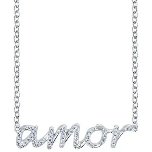SERAFINA Diamond Name Charm Pendant Necklace Little Treasures | 925 Sterling Silver Name Necklace with Natural Diamonds |16'' to 18'' Adjustable Necklace for Her