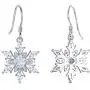 EVER FAITH Womens 925 Sterling Silver Zircon Ear Accessory Jewelry Winter Sparkle Snowflake Hook Earrings