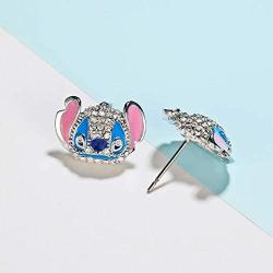 HANRESHE Long Chain Silver Plated Circles Chocker Necklace Women Cute Lilo Stitch Jewelry Best Friends Necklace for Girls Gift