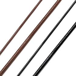 Richsteel Men Women Black/Brown Braided Wax Rope Necklace 2/3mm Wide 16”18'' 20'' 22'' 24'' 26'' 28'' 30'' Length Leather Necklace with Customizable Stainless Steel Clasp Waterproof