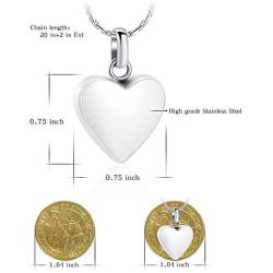 constantlife Cremation Jewelry Memorial Urn Necklace for Ashes Love Heart Pendant Stainless Steel Ashes Holder Personalized Customization Engravable Keepsake