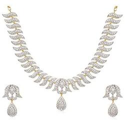 YouBella Jewellery Bollywood Ethnic American Diamond Traditional Indian Necklace Set with Earrings