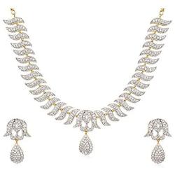 YouBella Jewellery Bollywood Ethnic American Diamond Traditional Indian Necklace Set with Earrings