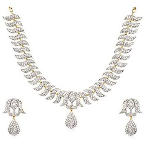 YouBella Jewellery Bollywood Ethnic American Diamond Traditional Indian Necklace Set with Earrings