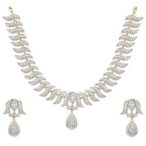 YouBella Jewellery Bollywood Ethnic American Diamond Traditional Indian Necklace Set with Earrings