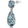 Sterling Silver London Blue, Swiss Blue and White Topaz Cluster Tonal Teardrop Dangle Earrings