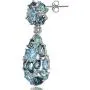 Sterling Silver London Blue, Swiss Blue and White Topaz Cluster Tonal Teardrop Dangle Earrings