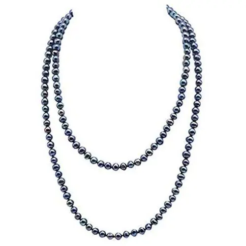 JYX Pearl Long Strand Necklace 8mm White/Black Flat Round Freshwater Pearl Necklace Sweater Necklace 48'' JYX Pearl Long Strand Necklace 8mm White/Black Flat Round Freshwater Pearl Necklace Sweater Necklace 48''