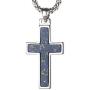 Unique GESTALT Lapis Lazuli Inlay Tungsten Cross Pendant. 4mm Wide Surgical Stainless Steel Box Chain.