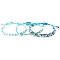 The Belchers 3pcs Evil Eye Waterproof Braided Wax Rope Friendship Bracelets Set Seed Beads String Ocean Surfer Bangle Anklet for Women Girls Handmade Adjustable Boho Bohemian Jewelry -Blue Evil Eye