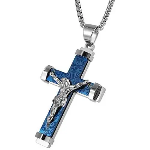 HZMAN Crucifix Stainless Steel Jewelry Jesus Cross Pendant Gold Silver Black Necklace Gift HZMAN Crucifix Stainless Steel Jewelry Jesus Cross Pendant Gold Silver Black Necklace Gift