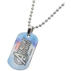 Marvel Comics Boys Stainless Steel Avenger Characters Dog Tag Chain Pendant Necklace, 16''