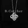 B.Catcher Silver Necklace Womens 925 Silver Cubic Zirconia Pendant Gemini Necklace