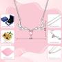 Yesmini Antler Pendant Necklaces - 925 Sterling Silver Necklace with 5A Cubic Zirconia, Minimalist Style Clavicle Chain with Reindeer Charm, Slider Adjustable Necklaces for Women and Girl