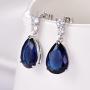 GULICX Bling Silver Tone Cubic Zirconia Pear Distinctive Engagement Party Dangle Earrings