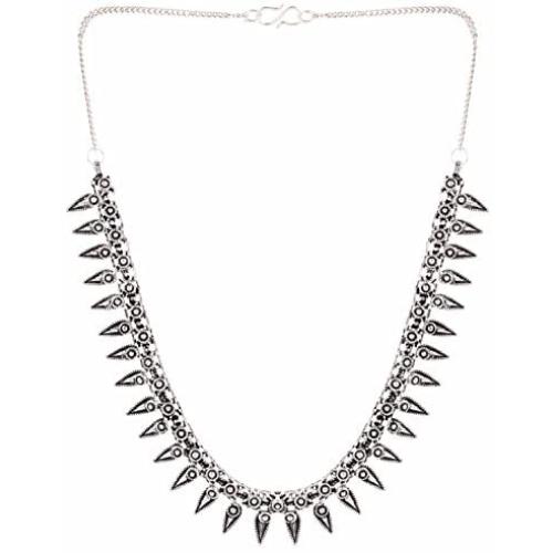 Ethnadore Bohemian Vintage Antique Tribal Indian Oxidized Silver Choker Necklace Jewelry