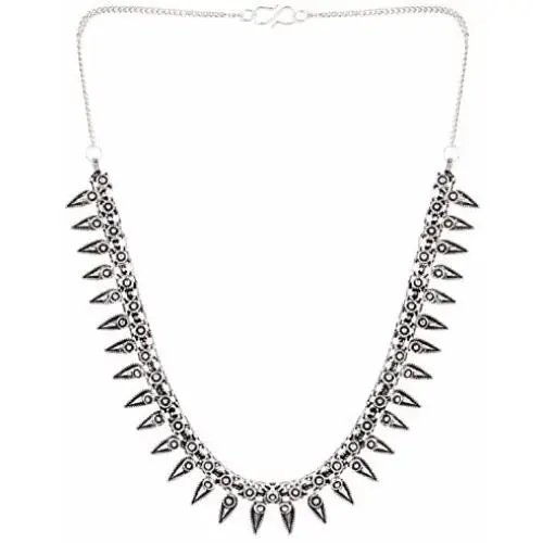 Ethnadore Bohemian Vintage Antique Tribal Indian Oxidized Silver Choker Necklace Jewelry