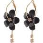 Camellia Flower Earrings for Women Minimalist Asymmetrical Circle Leaverback Long Dangle Earrings