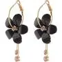 Camellia Flower Earrings for Women Minimalist Asymmetrical Circle Leaverback Long Dangle Earrings